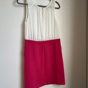 NWT Loft Sz 6 White and Pink Sleeveless Dress